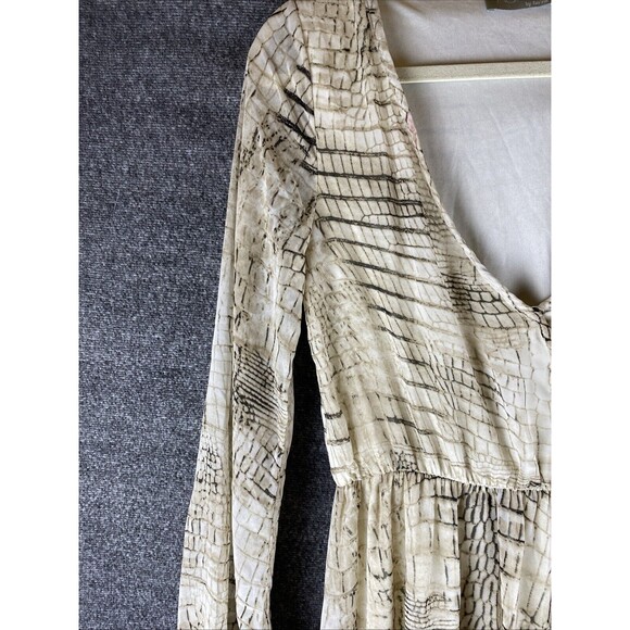 Asher By Fab'rik Women's Sz M Alligator Pattern Layered Long Sleeve Maxi Dress - Picture 2 of 16